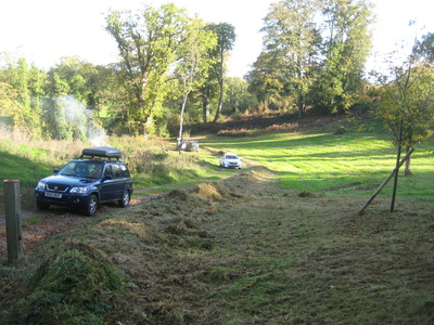 25 Oct. end of a day of strimming, raking, and coppicing