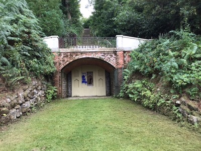 Approach to grotto looking good (apart from graffiti) 2 Sept